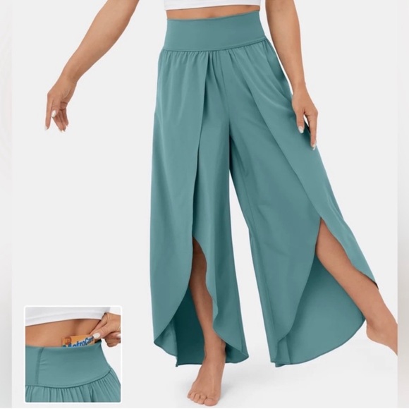 HALARA Pants - Halara Breezeful™ High Waisted Palazzo Split Wide Leg Pant stone Blue XS NWT